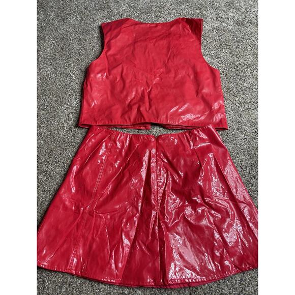 American Girl Red Vinyl Skirt Vest Set GoGo Size Girls Large 14 - Picture 4 of 5